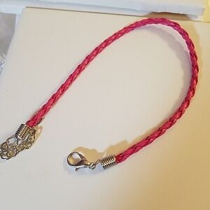 Braided Vegan Leather Bracelet 8" length & 3" exte